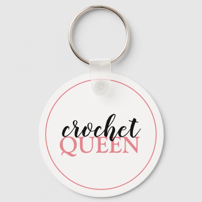 Queen Script Crochet Keychain (Front)