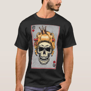 Queen Skull and King - 22 Card Hearts Flush Couple T-Shirt