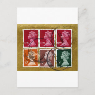 Queen stamp postcard