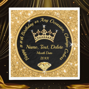 QUEEN Themed Birthday Party, Personalized, Crown Napkin