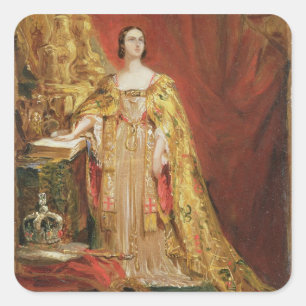 Queen Victoria (1819-1901) Taking the Coronation O Square Sticker