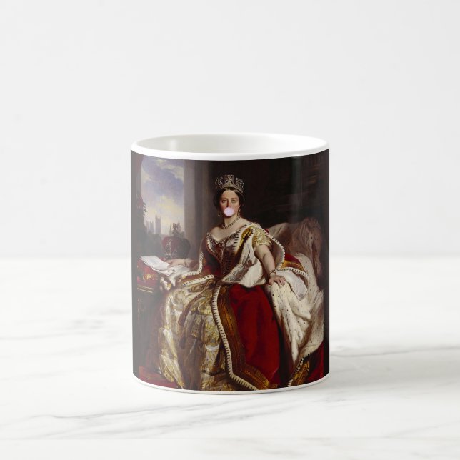 QUEEN VICTORIA BLOWING A PINK BUBBLE GUM    COFFEE MUG (Center)