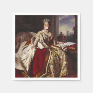 QUEEN VICTORIA BLOWING A PINK BUBBLE GUM NAPKIN