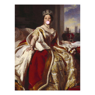 QUEEN VICTORIA BLOWING A PINK BUBBLE GUM  PHOTO PRINT