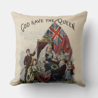 Queen Victoria "God save the Queen" Throw Pillow