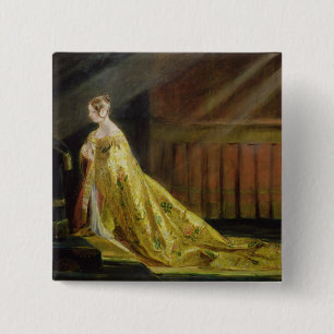 Queen Victoria in Her Coronation Robe, 1838 (oil o 2 Inch Square Button