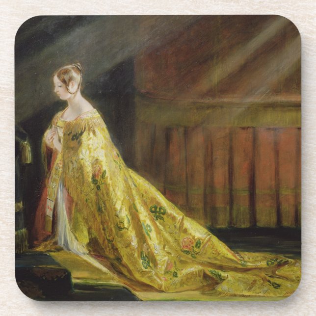 Queen Victoria in Her Coronation Robe, 1838 (oil o Coaster (Front)