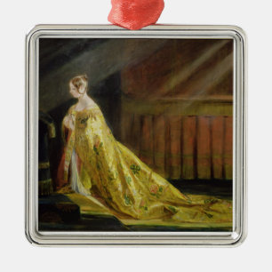 Queen Victoria in Her Coronation Robe, 1838 (oil o Metal Ornament
