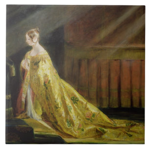 Queen Victoria in Her Coronation Robe, 1838 (oil o Tile