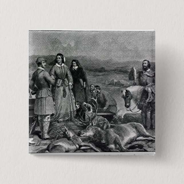 Queen Victoria landing at Loch Muick 2 Inch Square Button (Front)