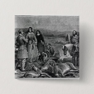 Queen Victoria landing at Loch Muick 2 Inch Square Button