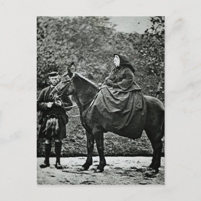 Queen Victoria  on horseback at Balmoral , 1863 Postcard (Front)