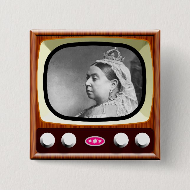 Queen Victoria on Retro TV 2 Inch Square Button (Front)