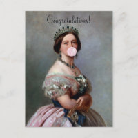 Queen Victoria pink satin blowing pink bubble gum