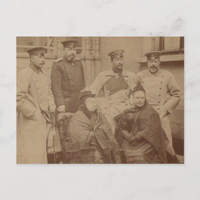 Queen Victoria, son, daughter, Kaiser Wilhelm II Postcard (Front)