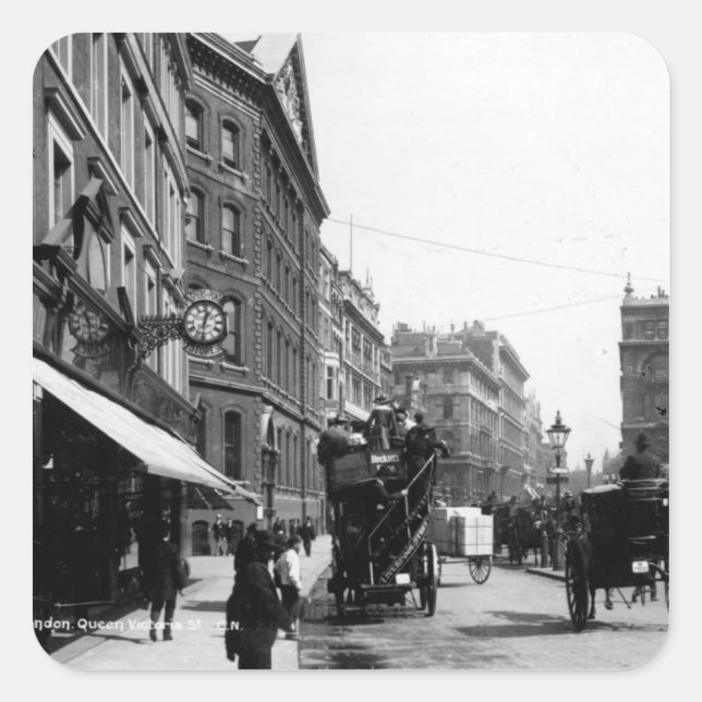 Queen Victoria Street, London, c.1891 Square Sticker (Front)