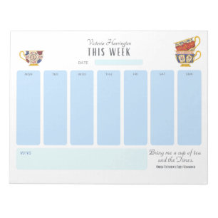 Queen Victoria Tea Personalized Week at a Glance Notepad