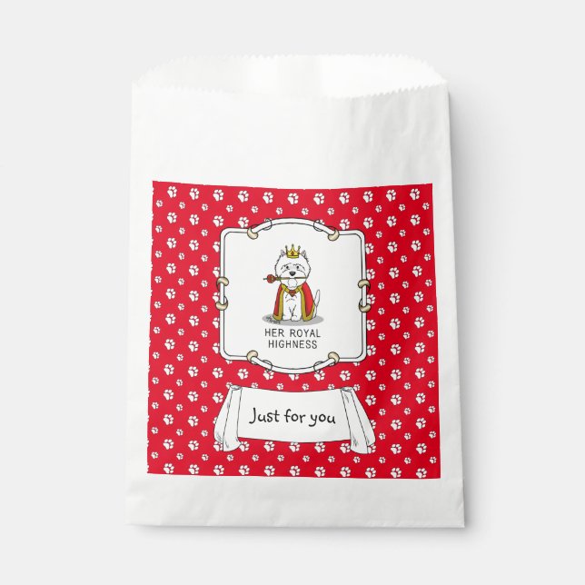 Queen Westie Dog West Highland White Terrier Favour Bag (Front)