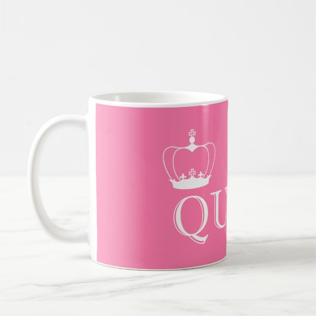 Queen White Crown - customizable background colour Coffee Mug (Left)