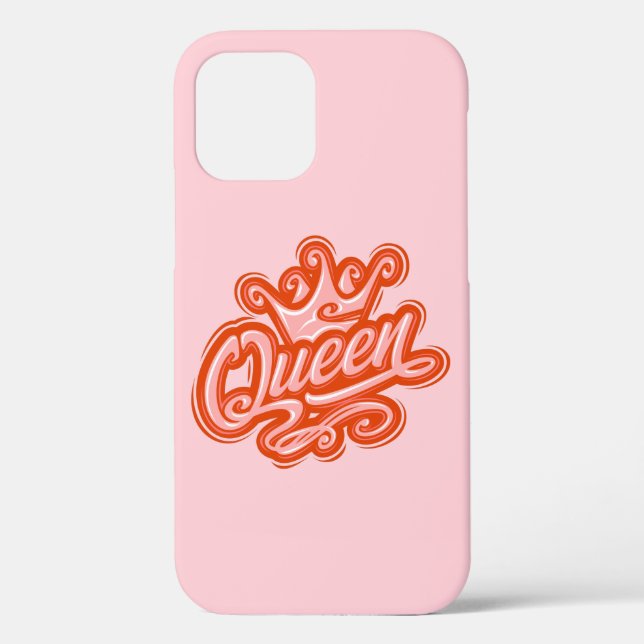 Queen With Crown, Typography Design Case-Mate iPhone Case (Back)