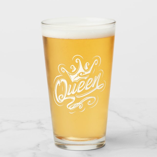 Queen With Crown, Typography Design Glass (Front Filled)