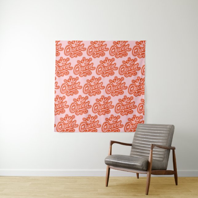 Queen With Crown, Typography Design Tapestry (In Situ)