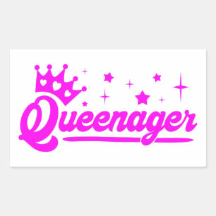 Queenager with Pink Crown and Stars T-Shirt Sticker
