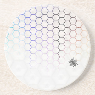 QueenBee in Colorfull Honeycomb Coaster