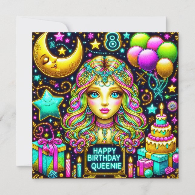 QUEENIE ~ 8 YEARS ~ Birthday Card ~ (Front)