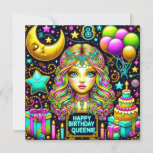 QUEENIE ~ 8 YEARS ~ Birthday Card ~