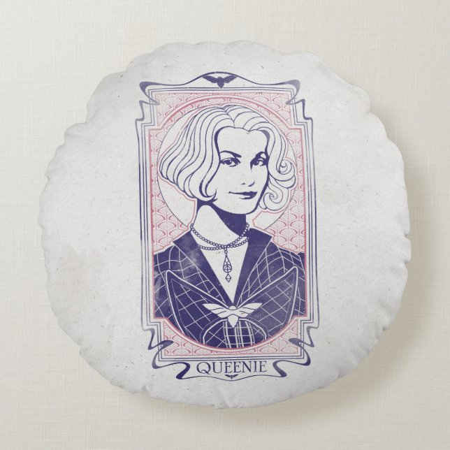 QUEENIE GOLDSTEIN™ Illustration Round Pillow (Front)