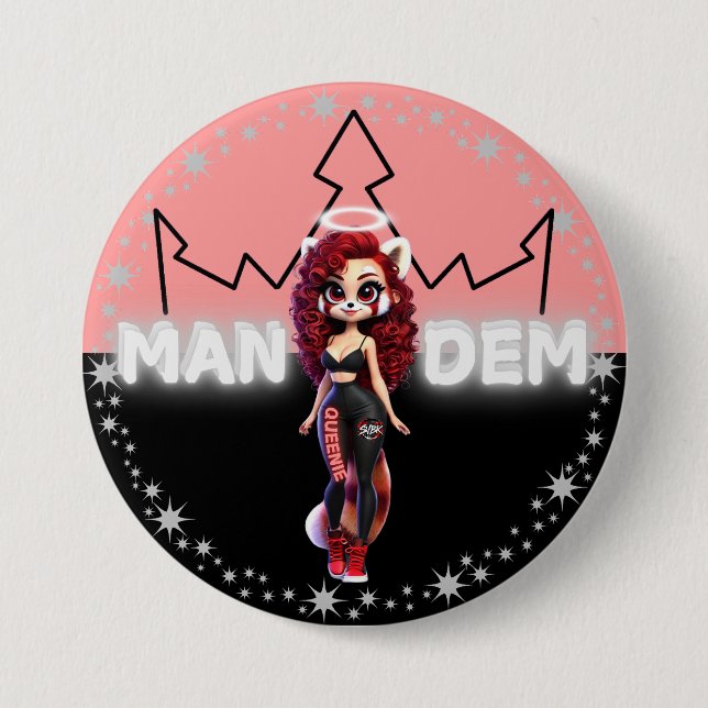 Queenie - Mandem Collection -SVBK- SILVERBCKK TTV  3 Inch Round Button (Front)
