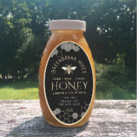 Queenline Honey Label 16/32oz Honeycomb Bee Black