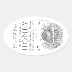 Queenline Jar Vintage Skep Backyard Hive Oval Oval Sticker
