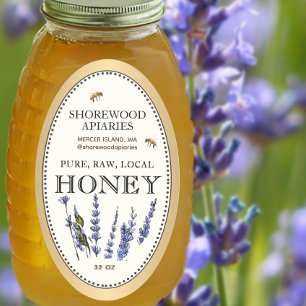 Queenline Oval Honey Gold Border Bees Lavender Sticker