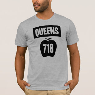Queens 718 Cut Out of Big Apple &  Banner, 1 T-Shirt