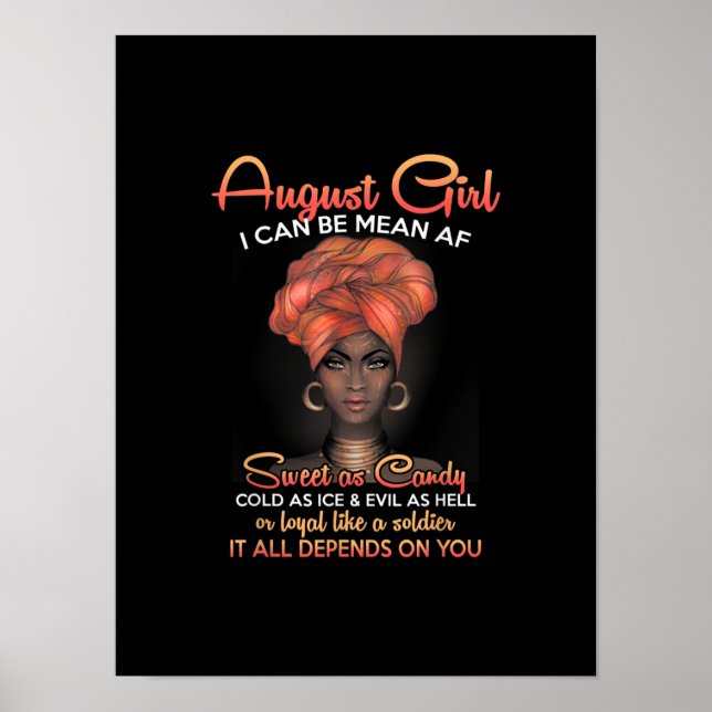 Queens Are Born In August Birthday Black Women Poster (Front)
