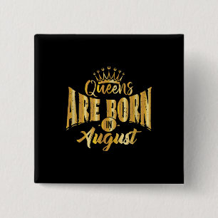 Queens Are Born In August Black Afro Woman Bday 2 Inch Square Button
