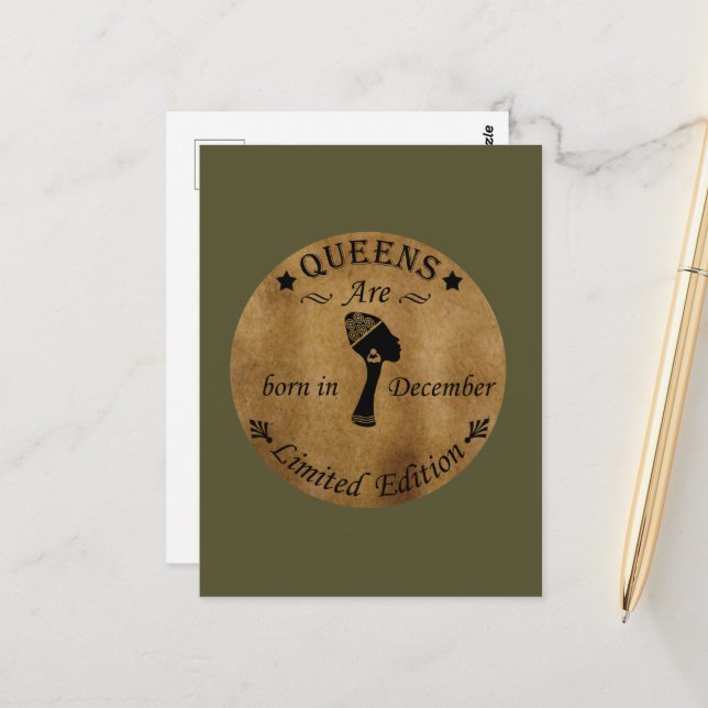 queens are born in december postcard (Front/Back In Situ)