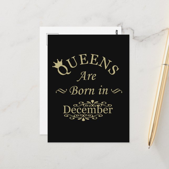 Queens are born in december postcard (Front/Back In Situ)