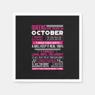 Queens Are Born In October Birthday Gift Napkin