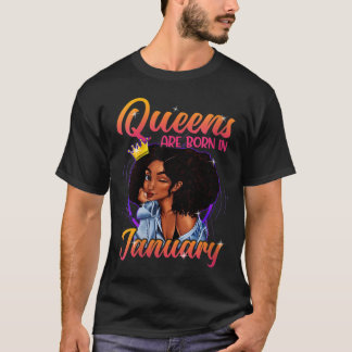 Queens Born January Shirt Black Girl Birthday