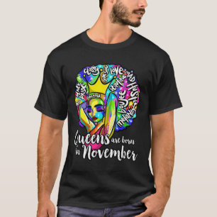 Queens Born November Black Girl Scorpio Saggittari T-Shirt