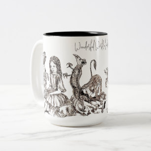 Queen's Croquet Flamingo   Vintage Alice Art Two-Tone Coffee Mug