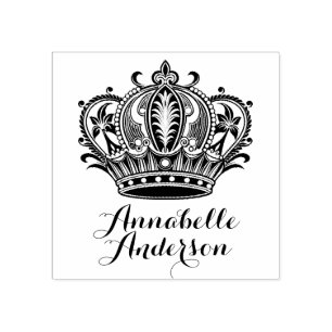 Queen's Crown Personalize Rubber Stamp