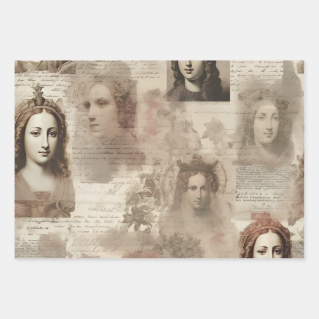 Queens & Cursive Wrapping Paper Sheet (Front)