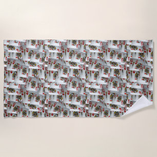 "Queen's Gambit: Scattered Pairs of Pocket Queens" Beach Towel