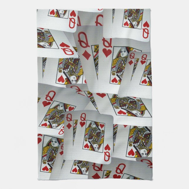 "Queen's Gambit: Scattered Pairs of Pocket Queens" Kitchen Towel (Vertical)