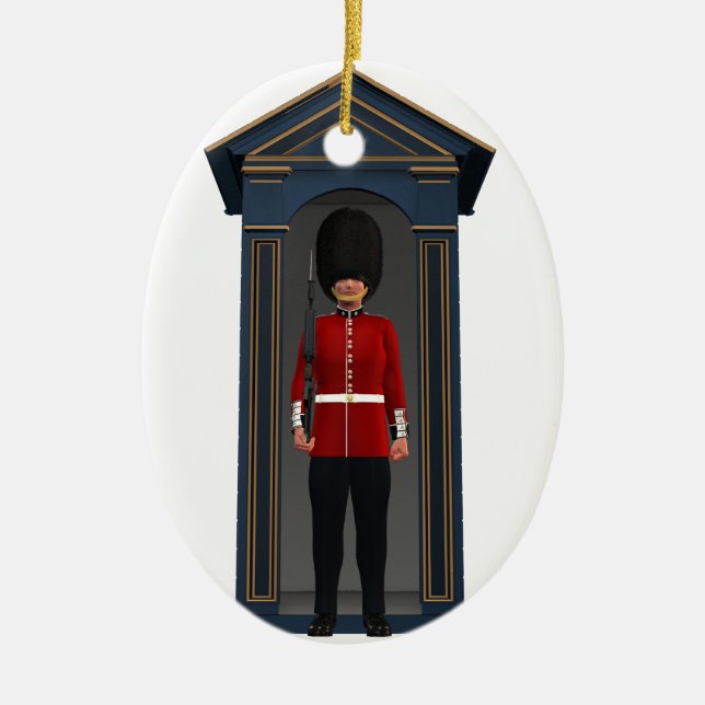 Queen's Guardsman In Shack Ceramic Ornament (Front)