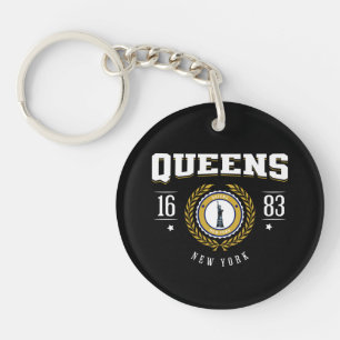 Queens New York 1683 White Keychain
